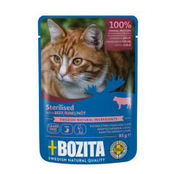 BOZITA STERILISED KAWAŁKI W GALARETCE Z WOŁOWINĄ SASZETKA 85g